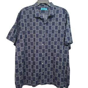 Tori Richard Cotton Lawn Short Sleeve Shirt 2XL Blue White Print GUC Hawai